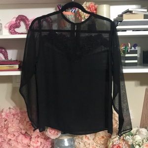 VINTAGE SHEER BLOUSE WITH APPLIQUE